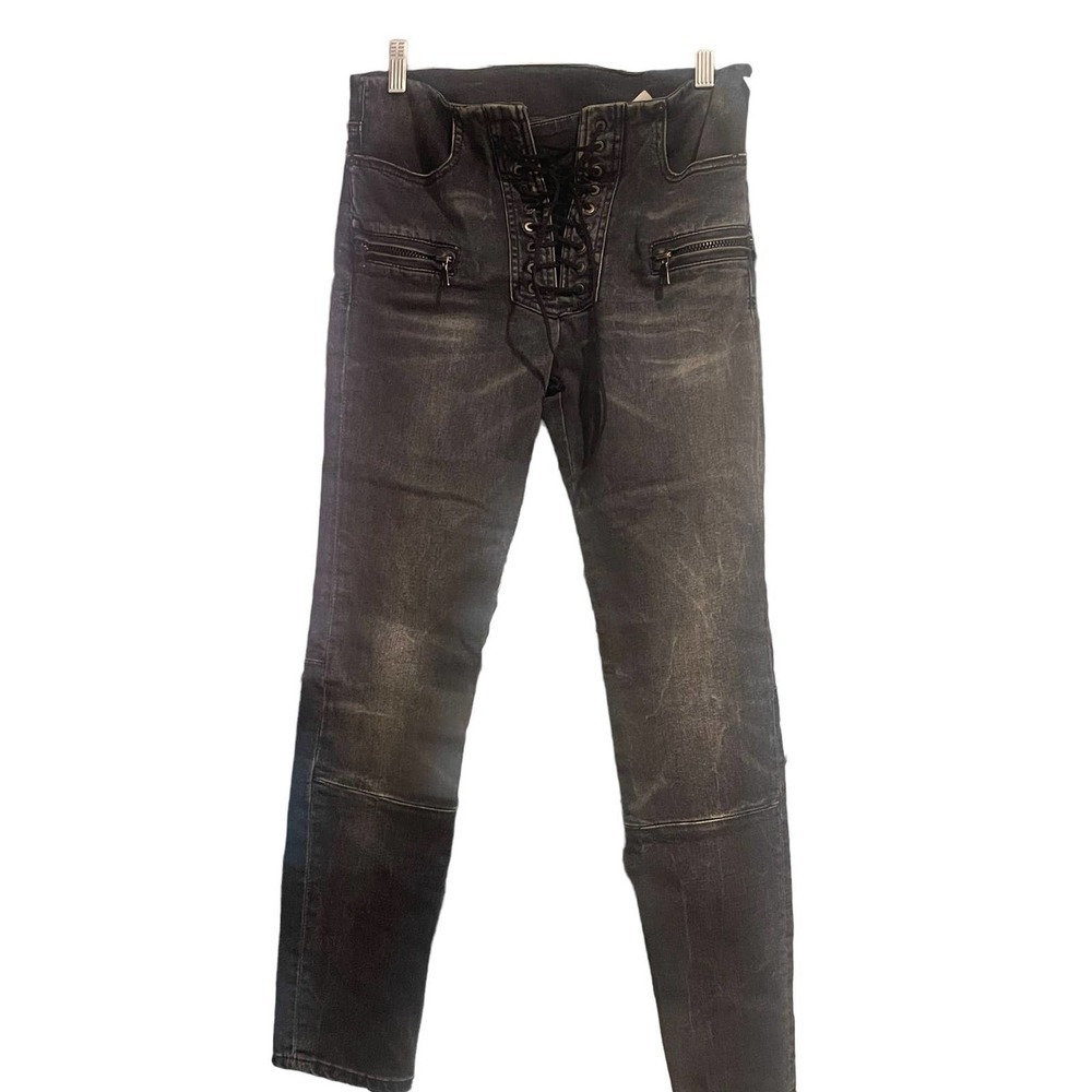 Unravel Project by Ben Taverniti Lace-Up Denim Jeans Black Women's Size 26